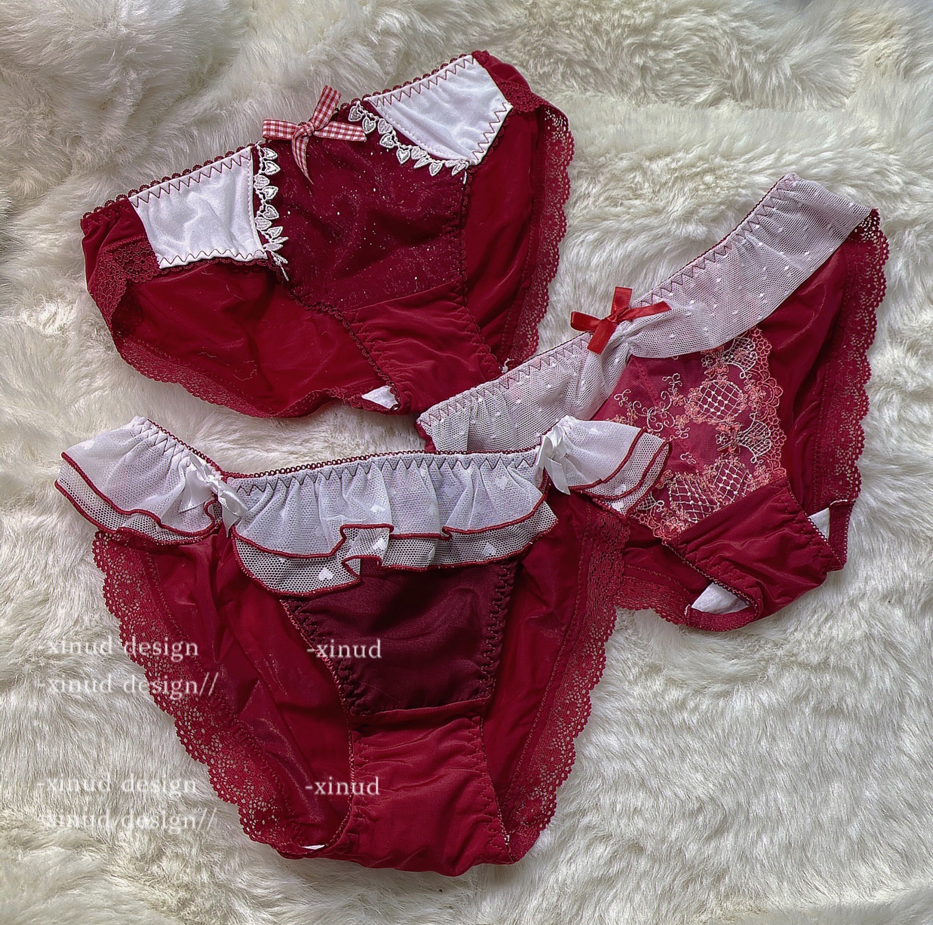 (This Life Year Special Combined Panties) Japanese Soft Sister Lace Girl Red Panties