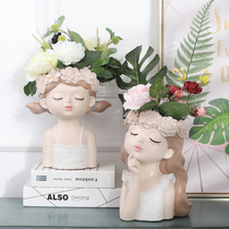 Nordic Wind Light Extravagant Girl Vase Swing Piece Creativity Brief Joins Living Room Balcony Flowers Flower Arrangements Dried Flower Decorations