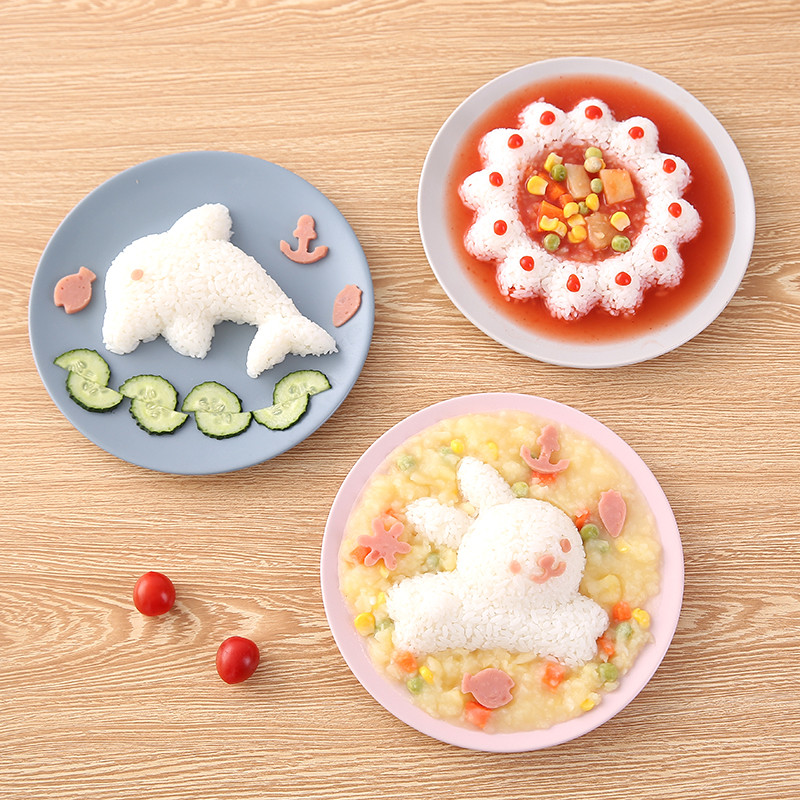 Dolphin rabbit flower onigiri mold modeling cartoon Japanese cute children's lunch box mold set diy tools