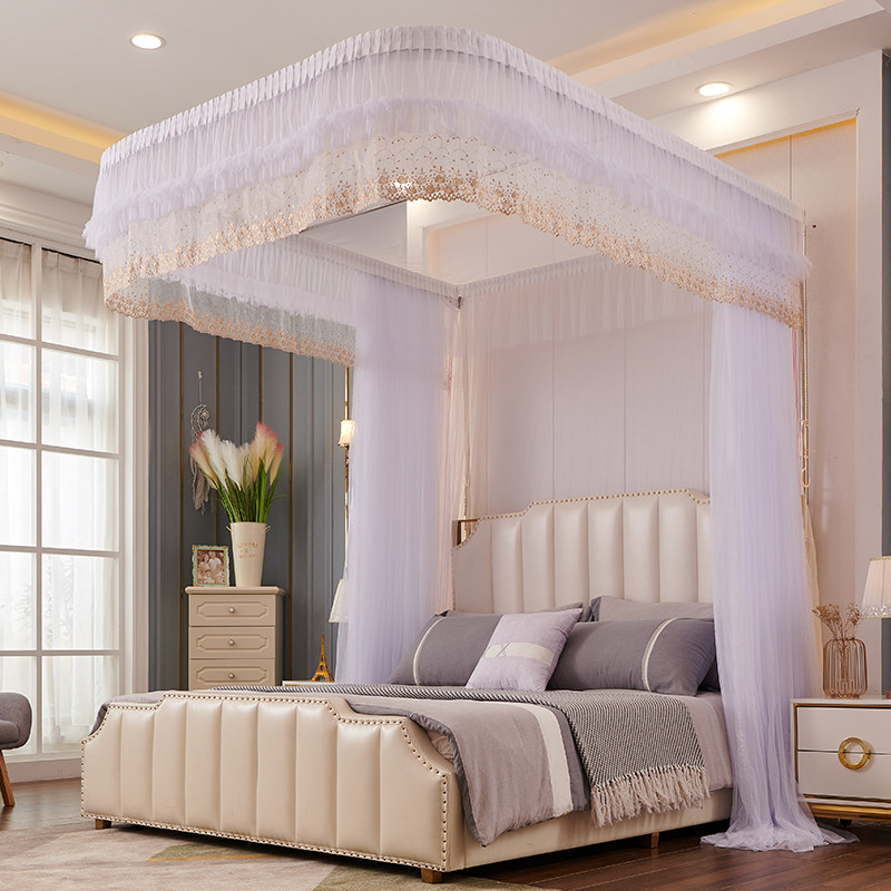 Huahun New U Type Track Guide Rail Mosquito Nets 1 8m Bed Landing Bracket Palace Court Home Encryption Thickened Triple Doors