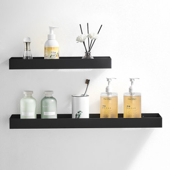 Bathroom 304 stainless steel storage rack bathroom washbasin without punching cosmetic storage rack wall-mounted black