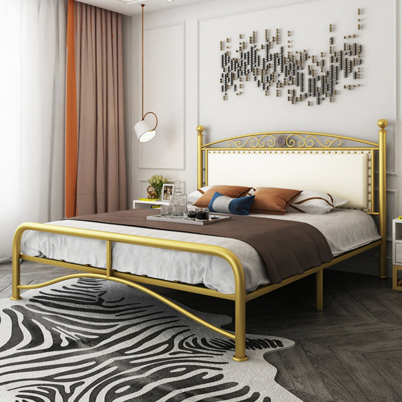 Tong decorated iron bed Nordic ins net red bed soft bag back modern minimalist 1 5 1 8 meters double iron frame bed