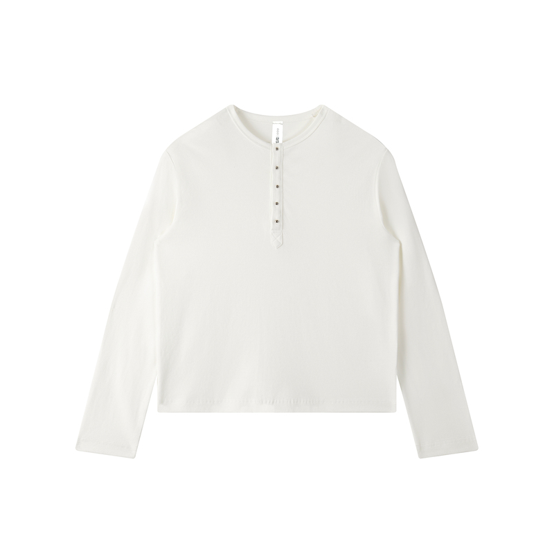 〔 Plus No Logo 〕26Aw「Mushroom Stud Henry Collar Long Sleeve」Coolmax Lyocell 〔 Plus No Logo 〕26Aw「Mushroom Stud Henry Collar Long Sleeve」Coolmax Lyocell