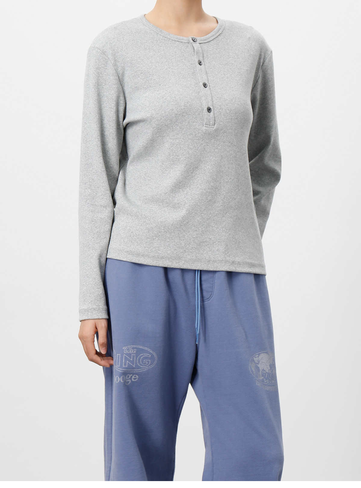 PLUS NO LOGO Slim-Fit Ribbed Henley Long-Sleeve Tee