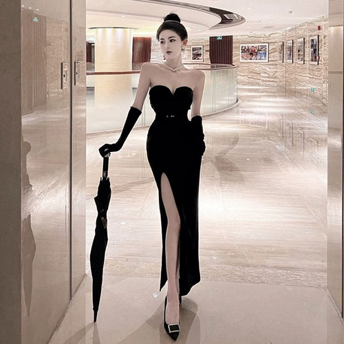 Черное свадебное платье, элитное вечернее платье, топ без лямок