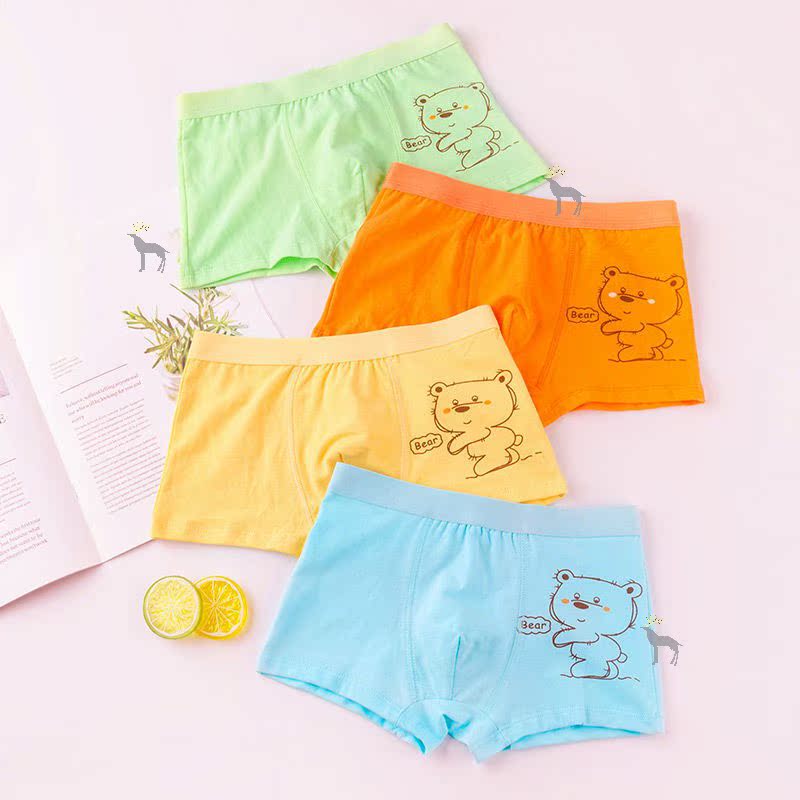 2 4 chàng trai trẻ em đồ lót 95cotton bé nhỏ học sinh trung học trẻ em phẳng tam giác bốn-góc quần short.