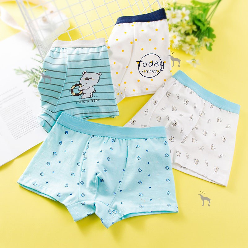 2 4 chàng trai trẻ em đồ lót 95cotton bé nhỏ học sinh trung học trẻ em phẳng tam giác bốn-góc quần short.