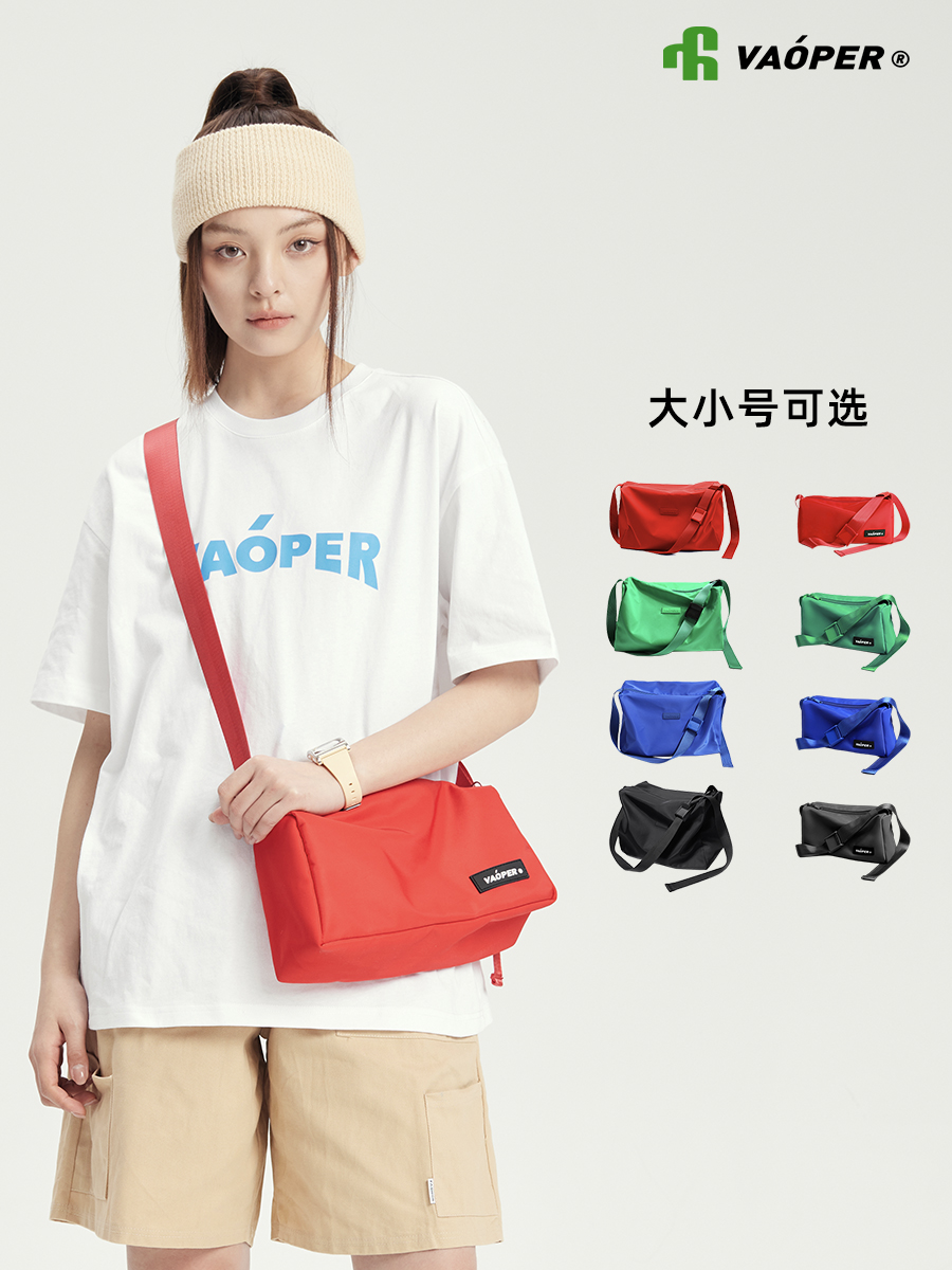 VAOPER喂牌休闲运动斜挎包男新款潮牌情侣小包包女夏单肩包吐司包