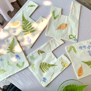 Plant Printing Material Kit, Tie-Dye Canvas Bag, Kindergarten Children's DIY Tools, Plant Printing on Flowers and Leaves