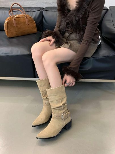 Туристические ботинки Xinjiang Altay, американские ретро-ботинки до середины икры в западном стиле, ботинки Maillard Martin, короткие ботинки в стиле северо-западного ветра, туристические ботинки.