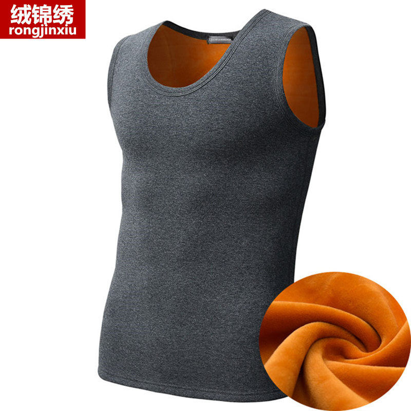 Winter men's warm vest thickened with suede body cotton Youth close-fitting large code beating bottom tight underwear old man waistcoat-Taobao