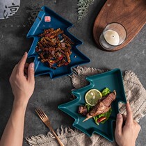 Christmas theme tableware plate ceramic set steak plate home Nordic personality creative alien light luxury