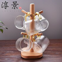 Glass Nordic style thickened heat-resistant high temperature resistant drinking cup Japanese hammer grain Cup with handle household water Cup