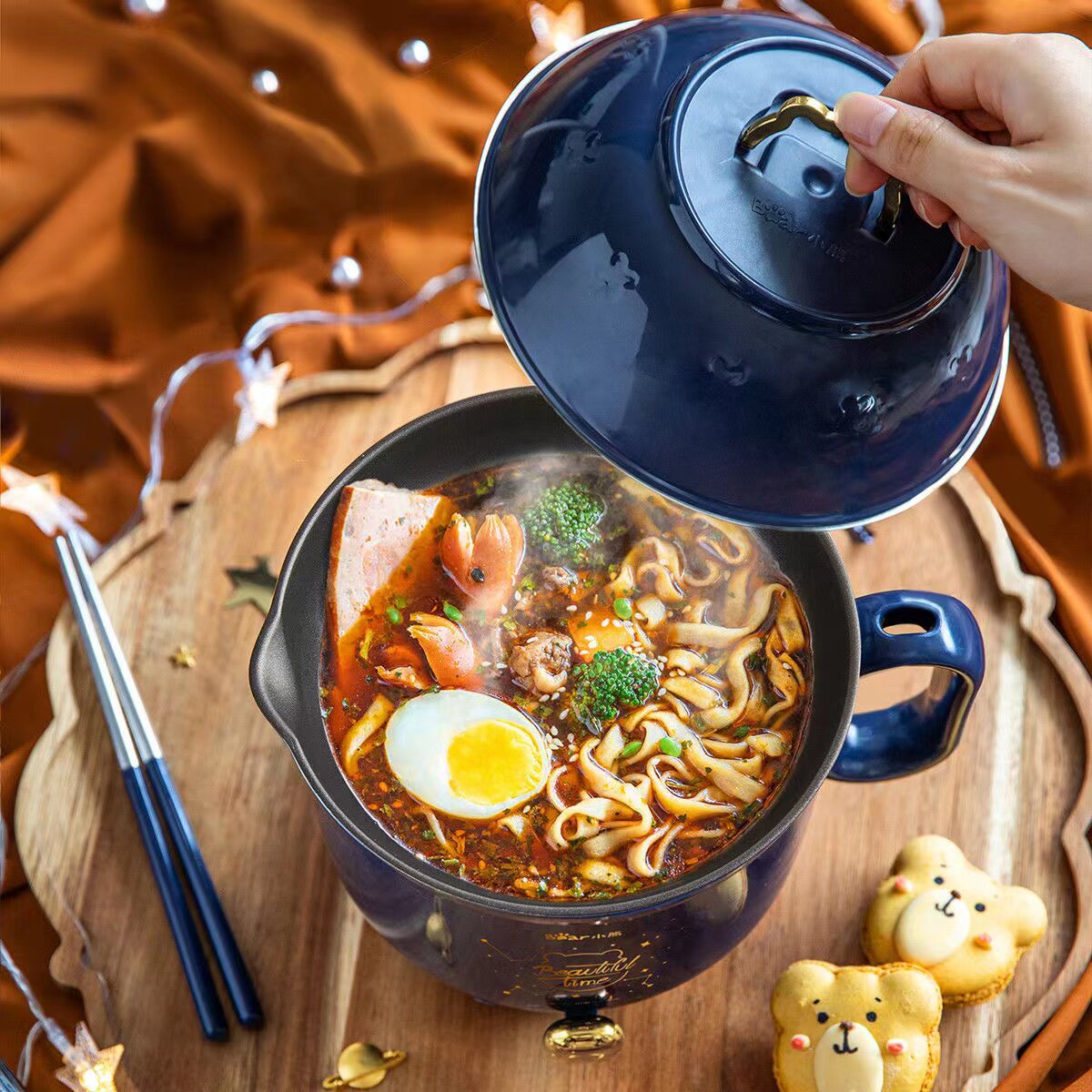 Bear electric cooker multi-functional household electric low-power dormitory student cooking pot dormitory small electric cooker DRG-E12Q8