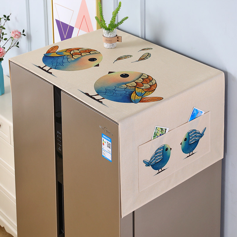 Single double open door fridge cover cloth washing machine waterproof anti-ash protection cover microwave cover towel Nordic refrigerator dust cover-Taobao