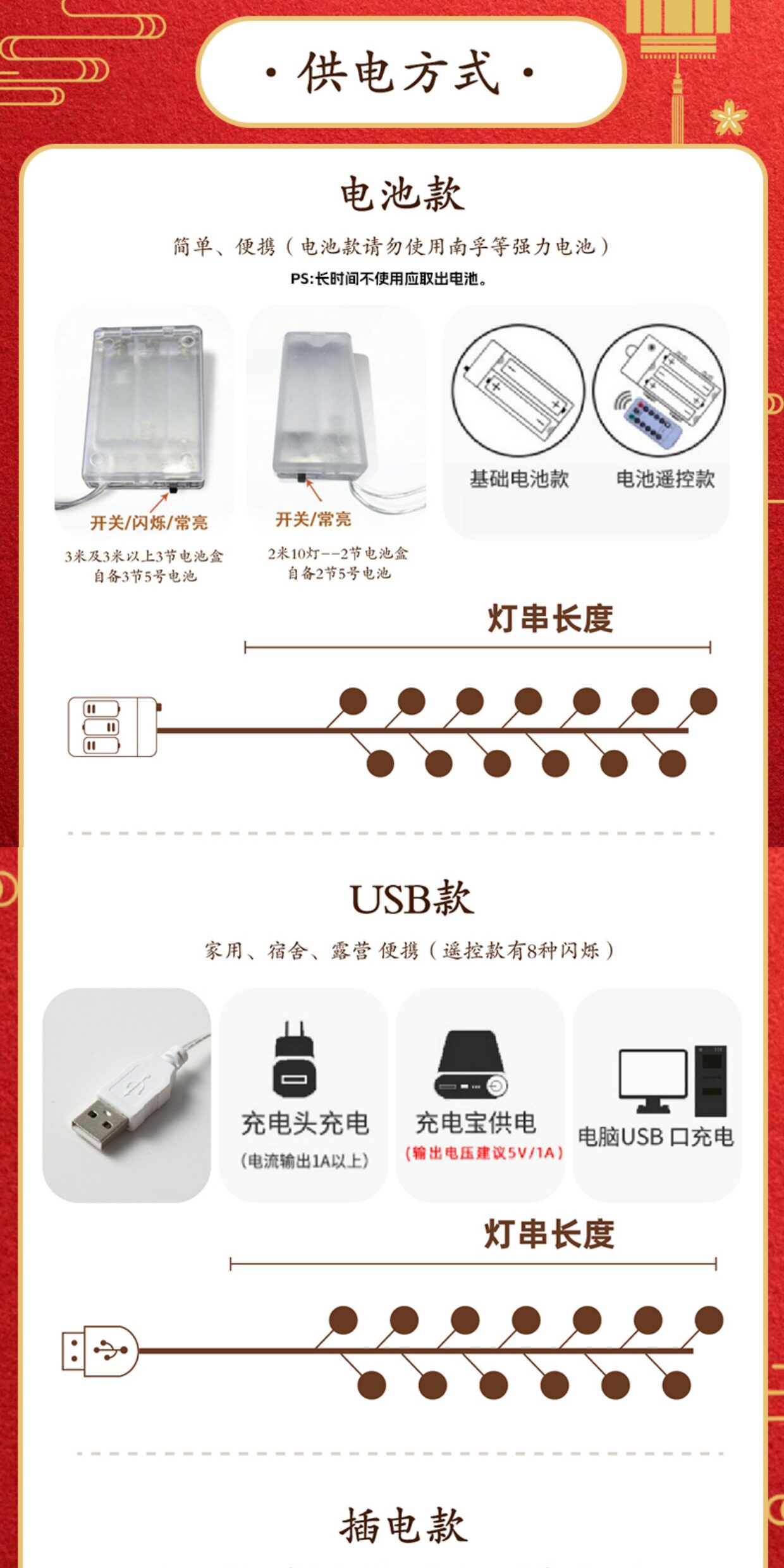 Китайский фонарик 2026新款春节小红灯笼挂饰新年马年福字发光led灯户外装饰灯室内