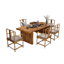 New Chinese style all-solid wood tea table chair and tea set all-in-one home Zen large board log Kung Fu tea table combination