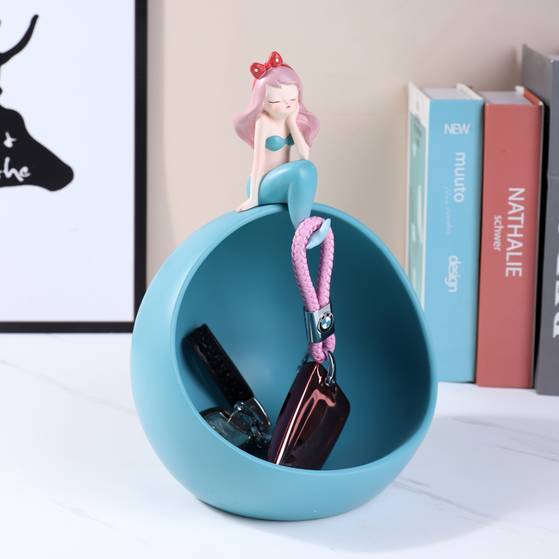Creative mermaid porch put key storage ornaments Nordic light luxury living room coffee table sundries storage box