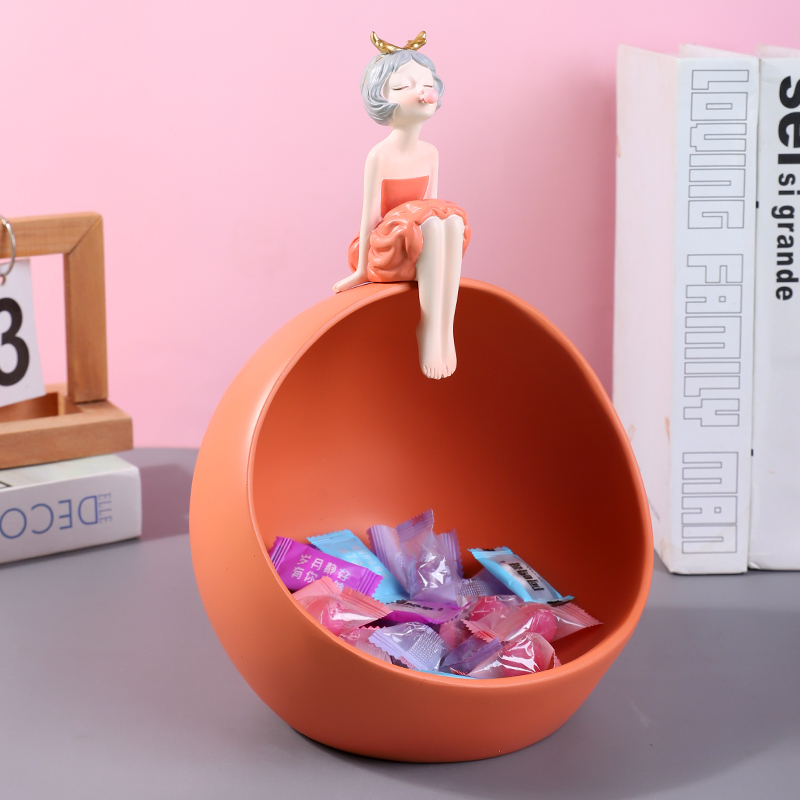 Entrance key storage box decoration living room entry shoe cabinet storage tray blowing bubble girl decoration