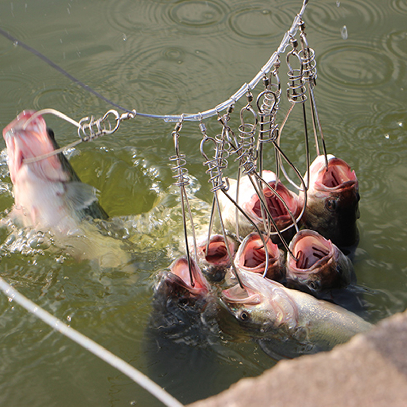 4 5 m fish lock fish buckle stainless steel wire soft rope live fish buckle lock fisher with orange buoyancy rod Luther fishing