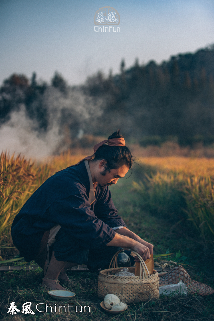 【秦文】ミンノン漢服ブラウンジャケットスーツ民間農民服オリジナルデザイン