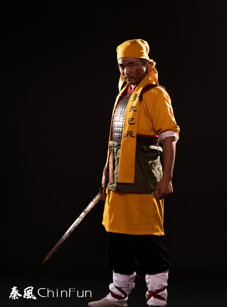 [QinFun] 東漢時代の黄巾軍服 茶色の漢服 黄巾軍服 泥棒鎧 下着 古代兵士服