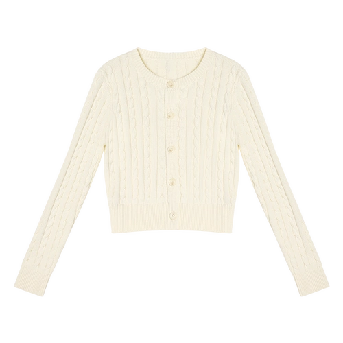 pusumede Осенний ретро короткий трикотажный свитер, кардиган, круглый воротник, оверсайз