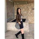 pusumede Пиджак классического кроя, осенняя юбка, приталенная мини-юбка, в корейском стиле, высокая талия, А-силуэт