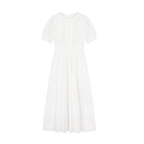 Белое платье, приталенный корсет, дизайнерская длинная юбка, изысканный стиль, французский стиль