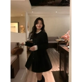pusumede Черный комплект, приталенный корсет, мини-юбка, юбка, в стиле Шанель, изысканный стиль