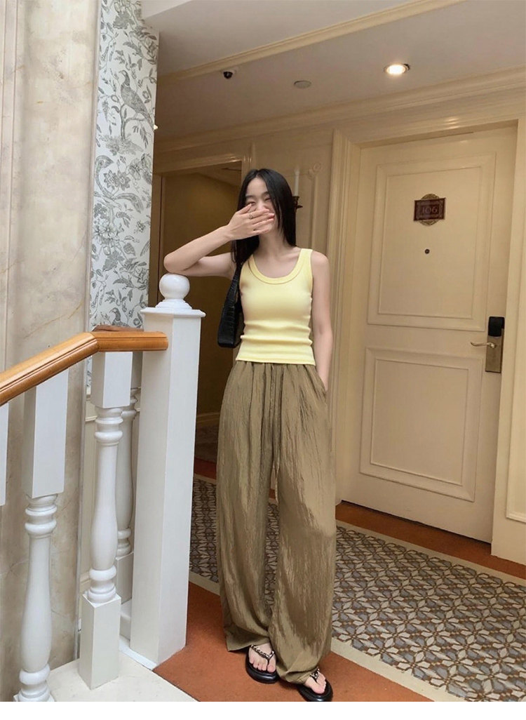 Топы/майки pusumede 回归舒适 黑色针织吊带背心女夏季修身显瘦无袖上衣