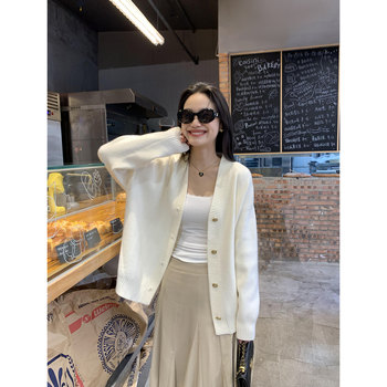 Loose v-neck cardigan sweater loose style