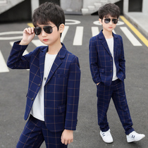 Childrens small suit suit 2021 New handsome boy Inlensey clothes for casual Korean version of the red plaid gown