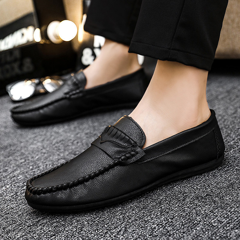 2025 Summer New Breathable Loafers for Men, British Style Soft Sole Casual Leather Shoes, Slip-On Lazy Driving Shoes for Men
