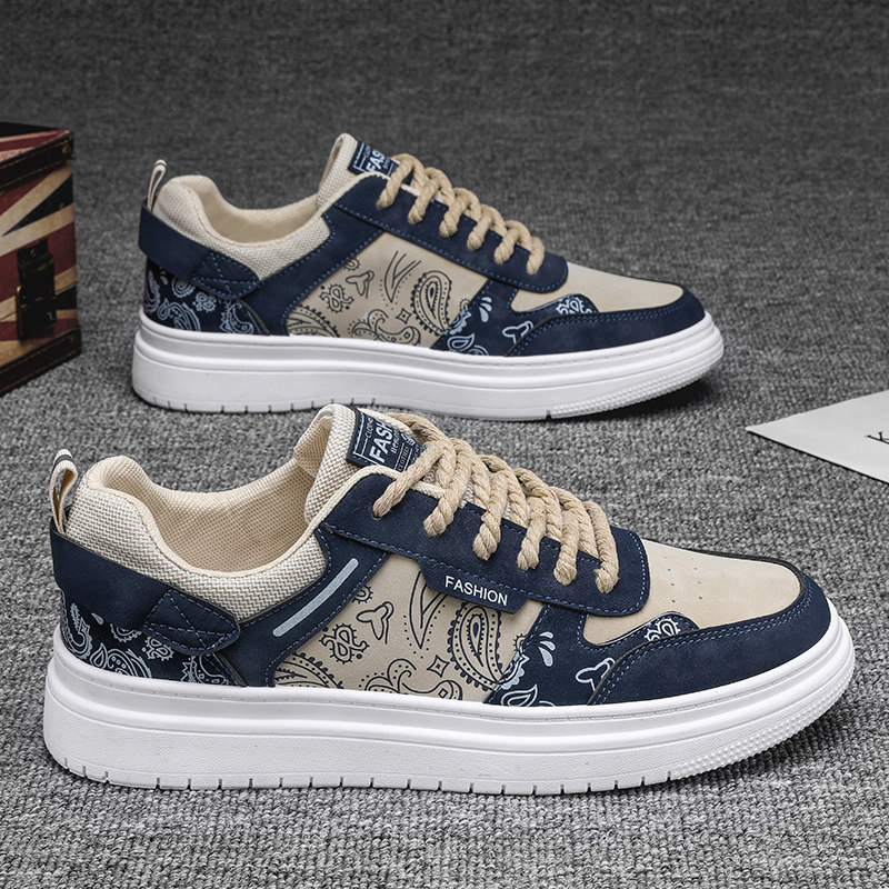 2025 New Summer Men's Shoes Paisley Pattern Breathable Canvas Sports Casual Sneakers Low-Top Versatile Trendy Shoes