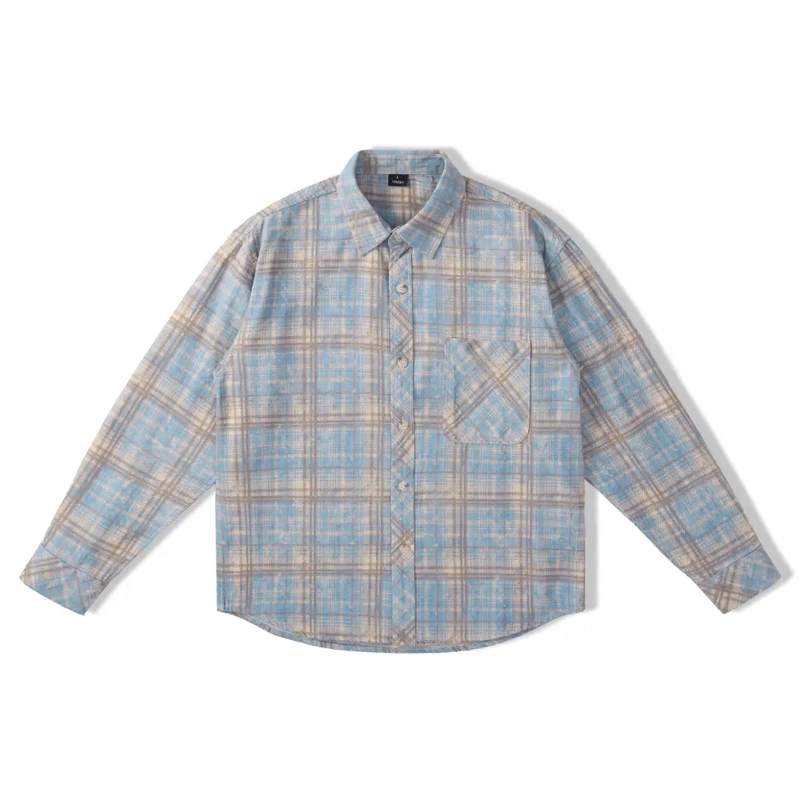 Zanshi Plaid Long-Sleeved Shirt Men's Spring and Autumn New Style Japanese Trendy Loose Casual Shirt Jacket Men's 038
