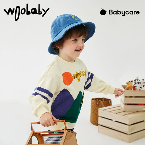 woobaby Детская толстовка для мальчиков, весенний детский приятный телу лонгслив, 2023 года, тренд сезона