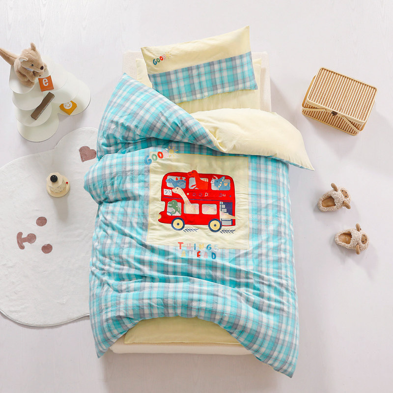 Class A cotton washed cotton children's kindergarten baby nap quilt three-piece set spring and summer detachable and washable six-piece set 6