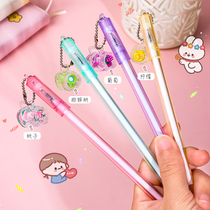 Cartoon pendant gel pen cute super cute creative personality primary school students with black pen hipster Net Red Girl heart stationery supplies signature pen Korean straight type ball point pen ballpoint pen