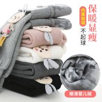 Childrens pantyhose girls White plus velvet padded padded socks baby autumn and winter womens baby wearing leggings socks