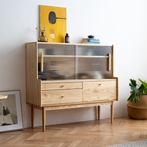 All solid wood Japanese tea cabinet Ash wood wood Nordic modern simple storage dining side cabinet Small apartment storage