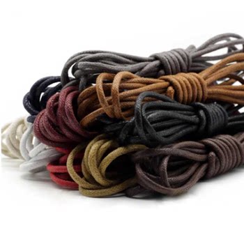 Leather Shoe Laces, Round, for Men and Women, Casual Business Martin Boots, Black, White, Brown, Fine Waxed Shoelaces, Good Quality
