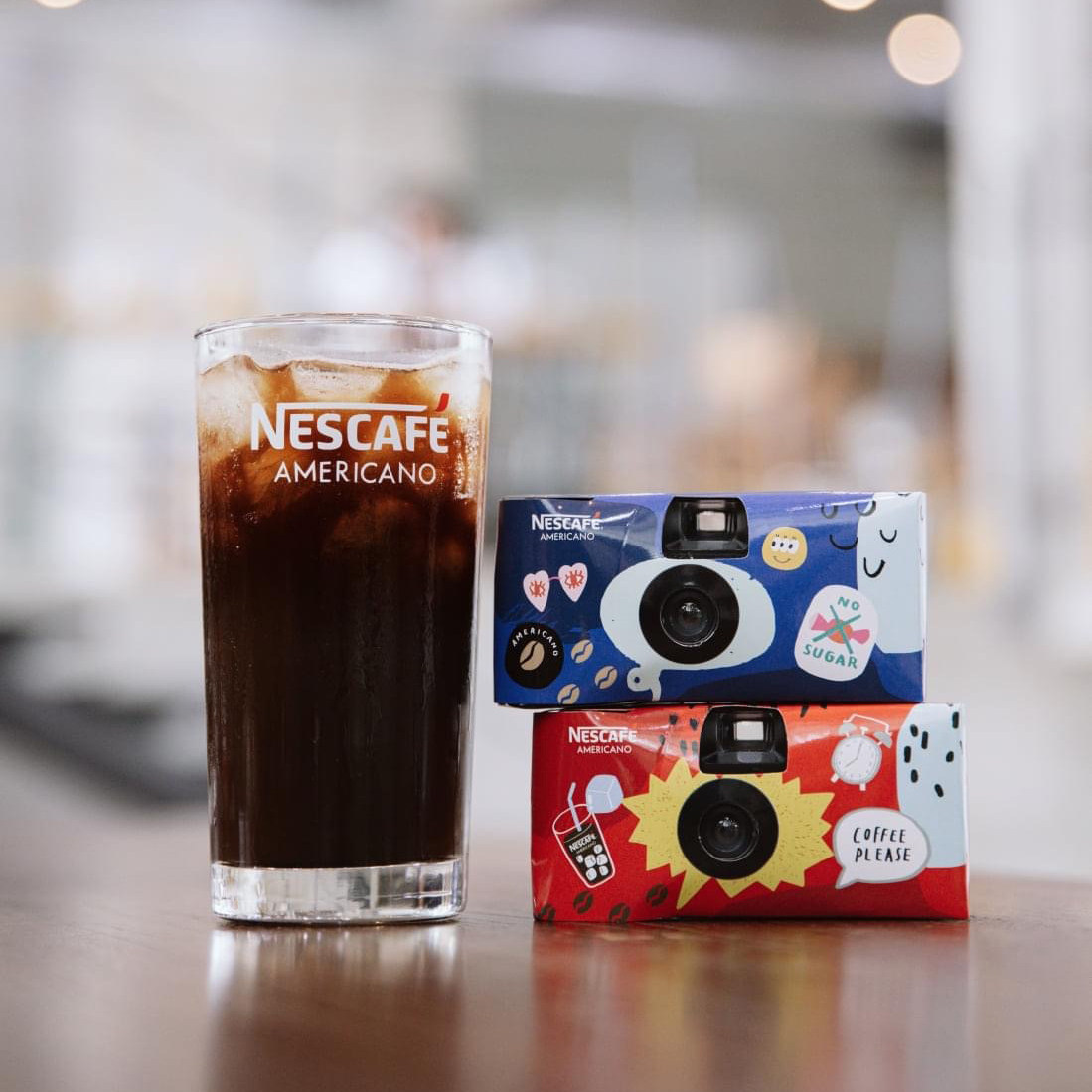 Sunset (in stock) Nestlé disposable film camera + coffee set Thai star same style Thailand