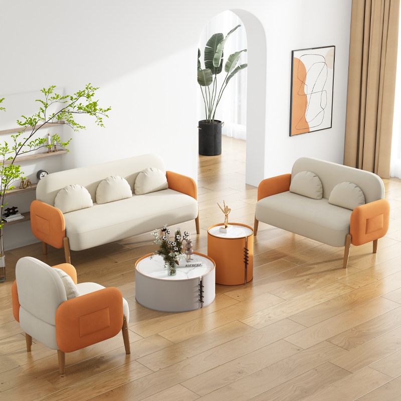 Simple double sofa small apartment rental bedroom clothing store economical net red simple Nordic small sofa