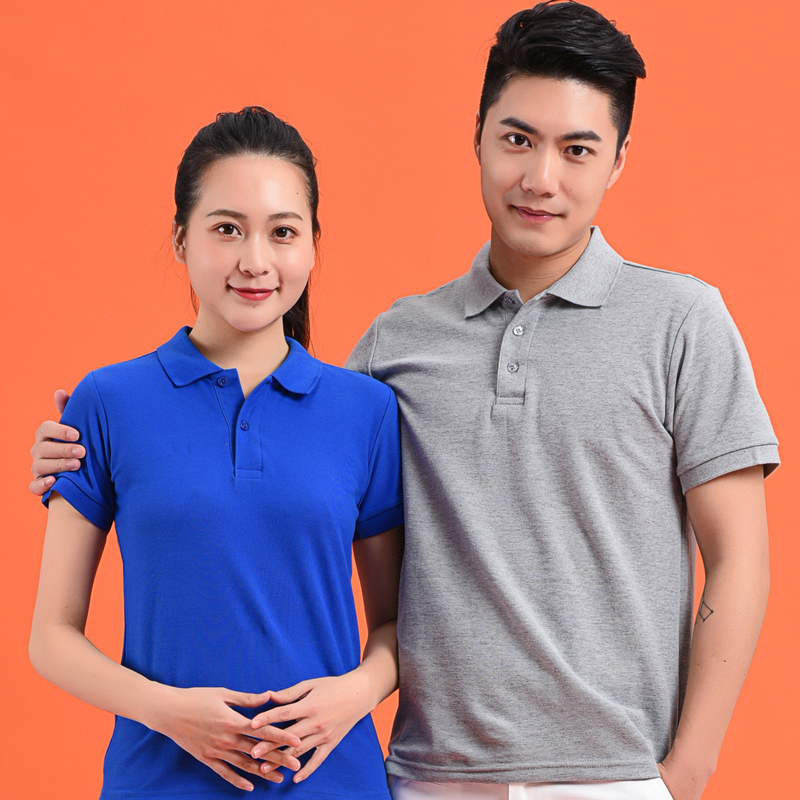 Pure Cotton Unisex Short-Sleeve T-Shirt with a Collar, Sports Polo Shirt, Loose Fit, Large Size, Work Uniform with Collar, Gray Workwear Class Uniform t