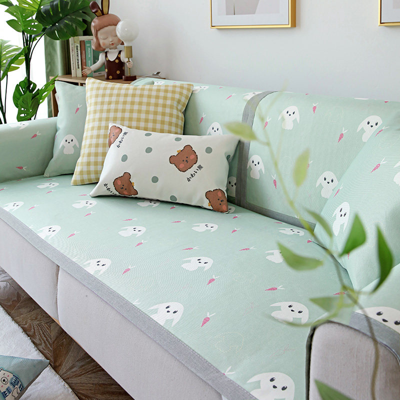 Summer ice silk sofa cushion non-slip simple cartoon mat cushion summer sofa cover towel cover cloth custom