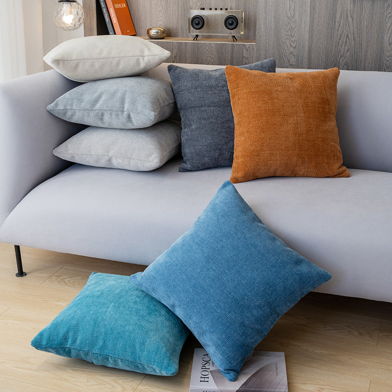 Solid color pillow cushion cover simple modern living room home office nap artifact sofa with core cushion waist pillow