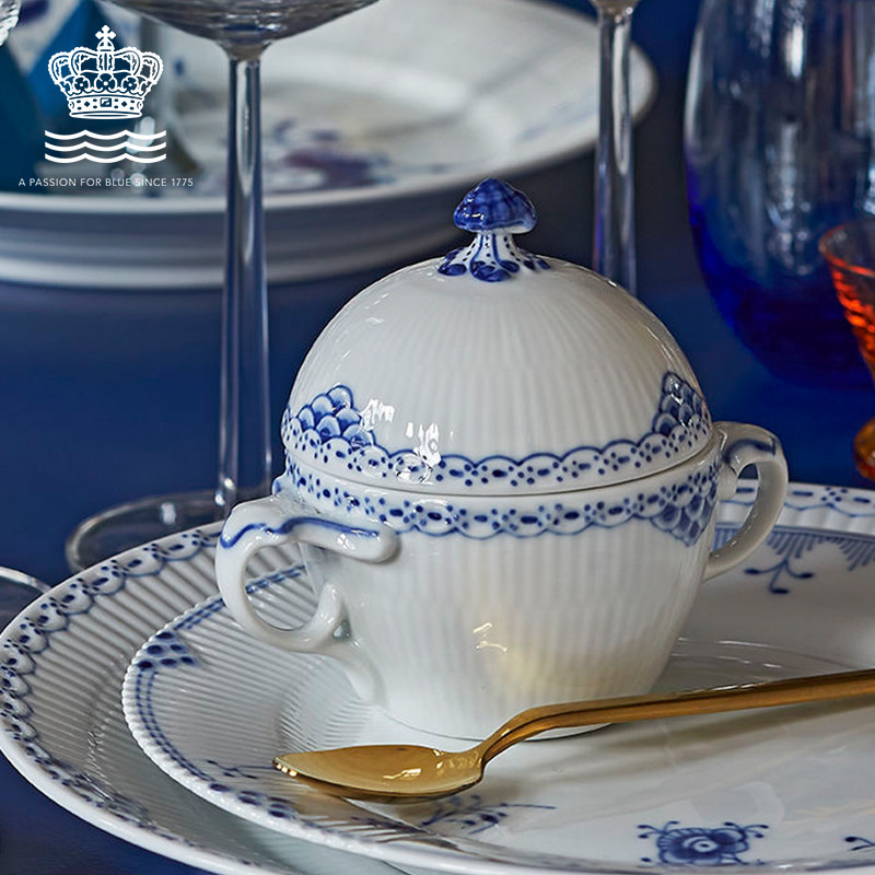 RoyalCopenhagen Royal Copenhagen Princess Blue Sugar Jar with Lid Sugar Jar European Coffee Sugar Jar