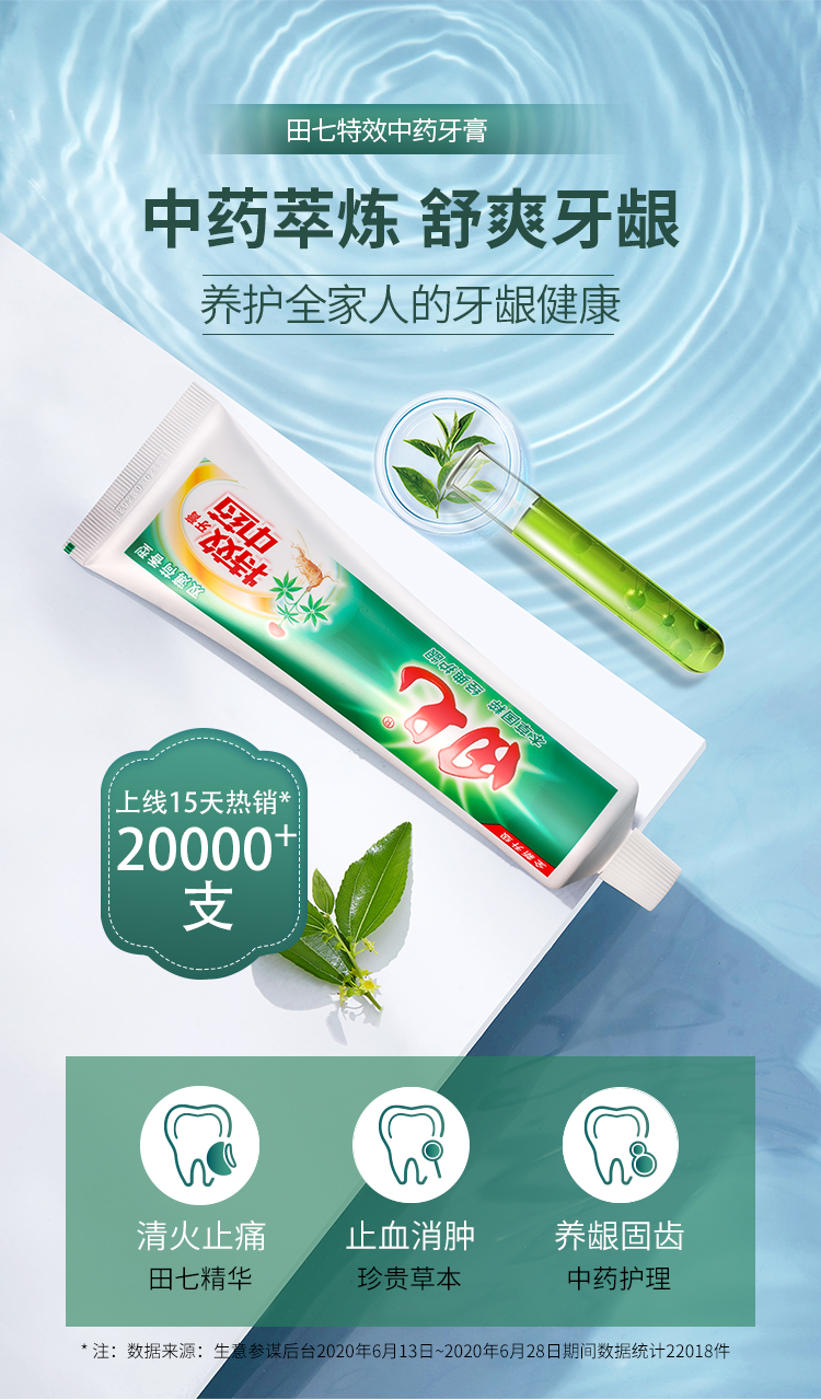 田七 特效中药牙膏  清火止疼除口臭 图1