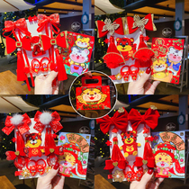 Childrens New Years gift box suit hair accessories for girls Chinese New Year festive hair clip baby red butterfly twinning tiger year headwear